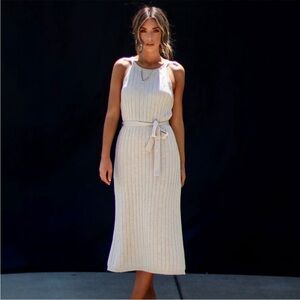 Belted Halter Sweater Dress
